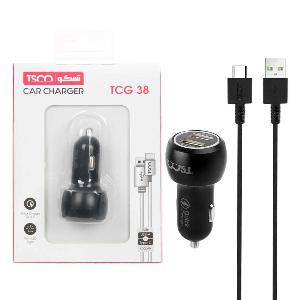 1 شارژر فندکی 36W فست دو پورت TSCO مدل TCG 38 - Image 1