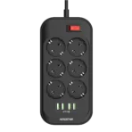 چند راهی برق KINGSTAR با 6 پریز مدل KPS-5105 (سری Defender)